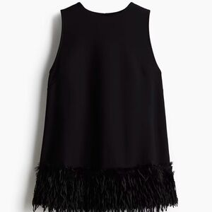 H&M Black Sleeveless Top with Feather Hem